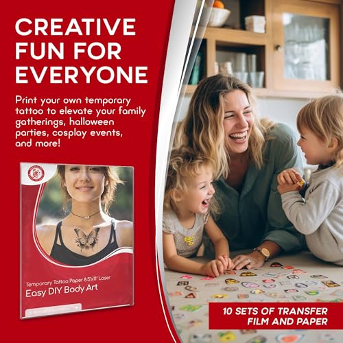 BubblePop! Printable Temporary Tattoo Paper - 10 Sheets, Skin-Safe & Water-Resistant