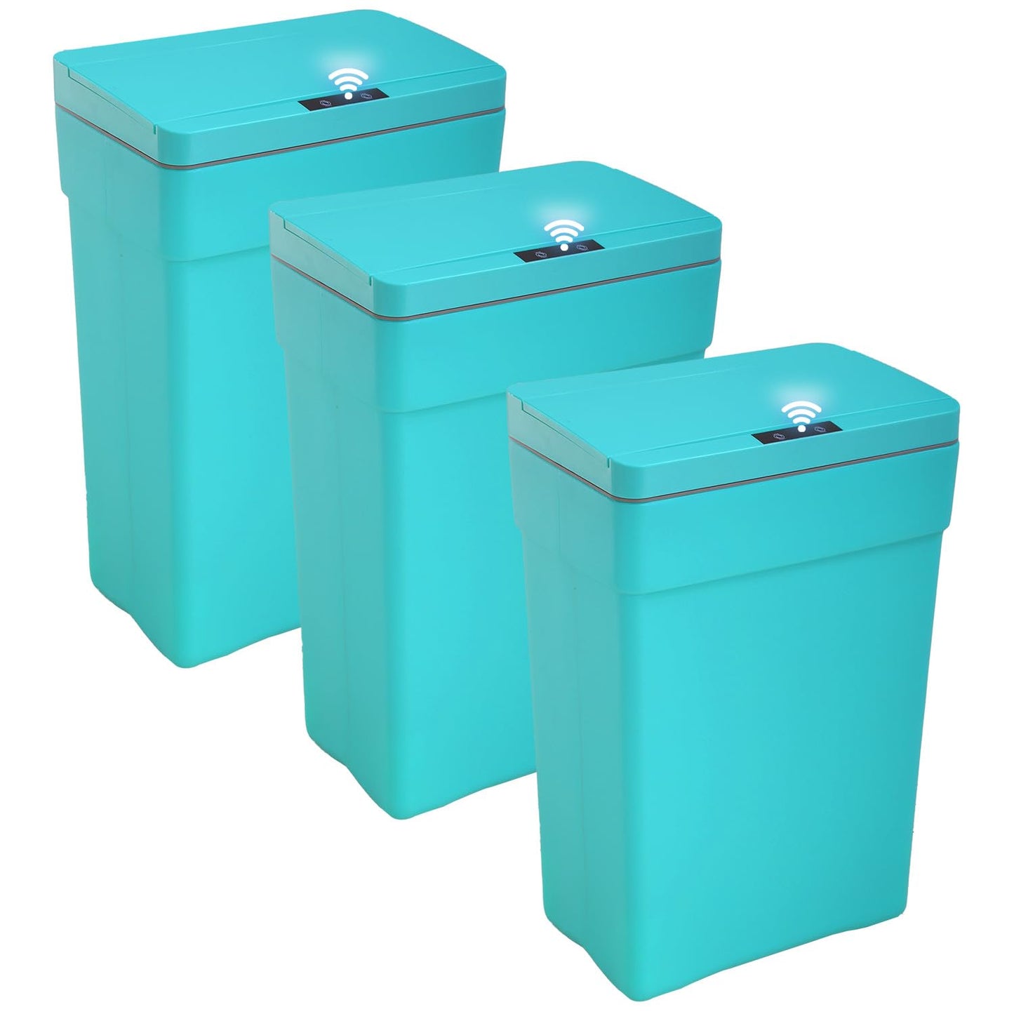 BestOffice 13 Gallon Touch-Free Trash Can - High-Capacity Plastic Garbage Bin for Kitchen, Bathroom, Home Office | Blue