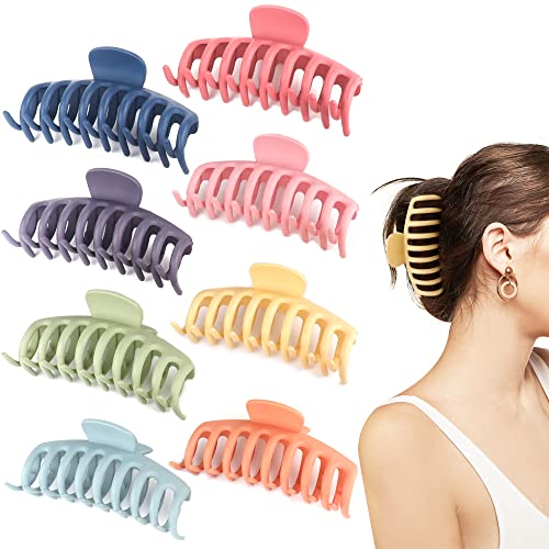 A-Colorful Large Hair Claw Clips for Thick Hair Matte Non-Slip 8PCS - Beauty.H.C