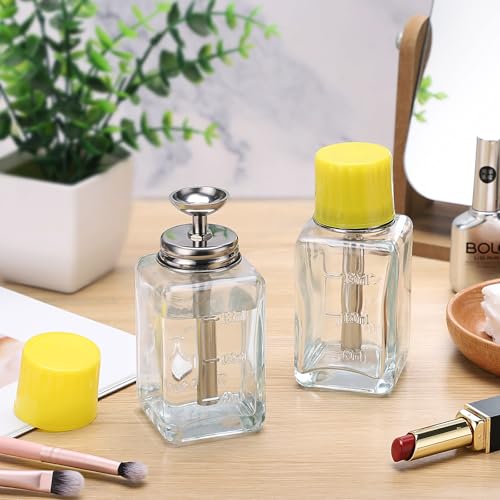 Noverlife 2PCS 6Oz Clear Acetone Dispenser with Cap - Square Shaped