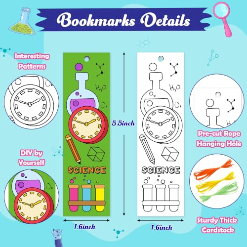 72 Pcs Science Coloring Bookmarks for Kids - DIY Craft Supplies