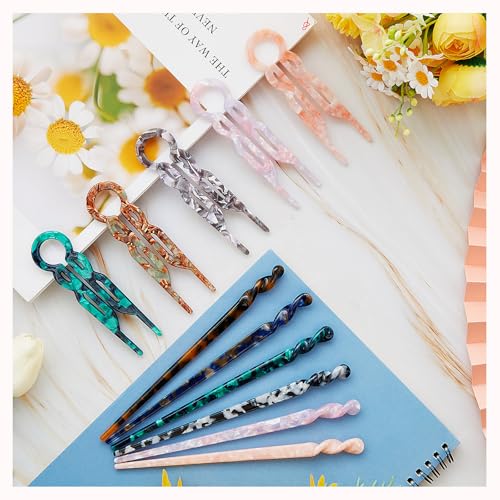 Bright Vintage Acetate U-Shaped Hair Pins Set of 12 for Elegant Updos
