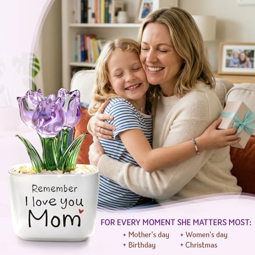 Mini Purple Glass Tulip - Heartfelt Gift for Mom