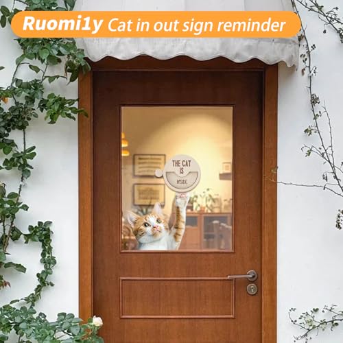 Cat In & Out Reminder Sign - Wood Pet Decor for Cat Lovers