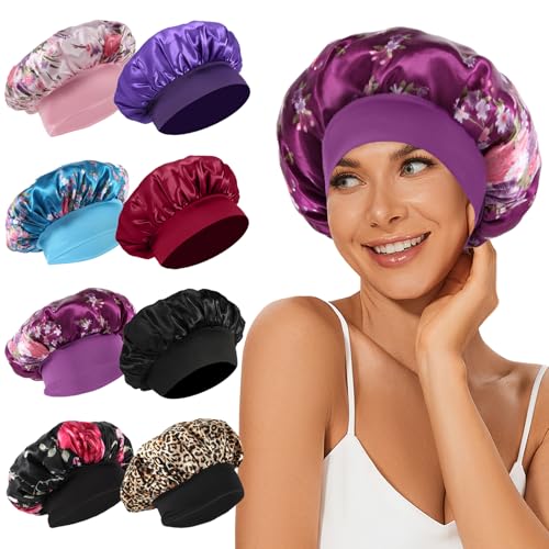 8 Pcs Satin Bonnet Set for Sleeping - Silk Hair Wraps by LEADUWAY