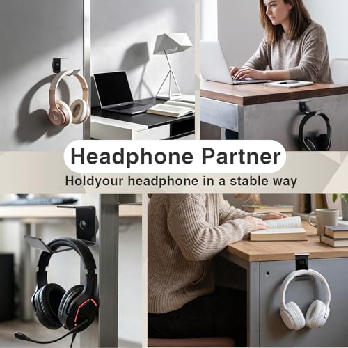 Magnetic Headphone Holder - 2 Pack Acrylic Desk Mount for Gaming Headsets