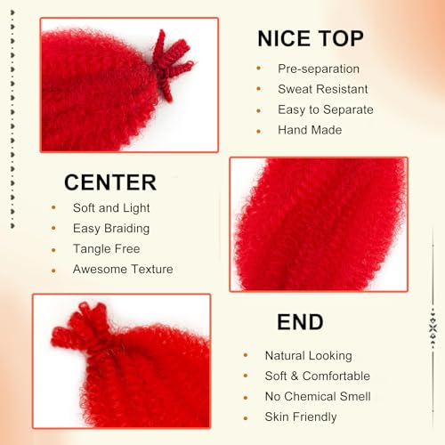 Sunsmilely 12-Inch Afro Twist Hair 8 Bundles Pre-Fluffed Spring Marley Braiding