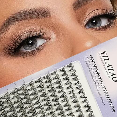 Yilatao Wispy C Curl False Eyelash Clusters for DIY Extensions - Black-1