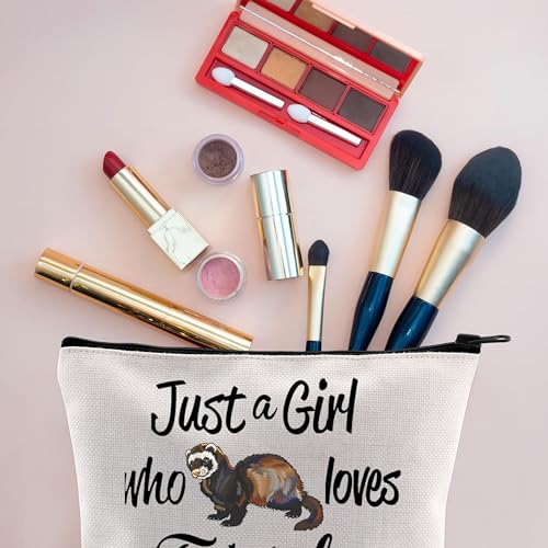 Ferret Lover Cosmetic Bag - Cute Canvas Makeup Zipper Pouch for Travel