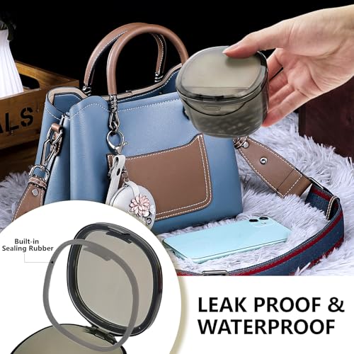 EZEELAI Transparent Black Denture Case – No-Leak Cleaning & Soaking Cup with Brush