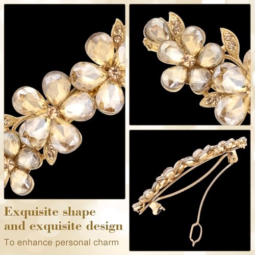 Joez Wonderful Champagne Flower Rhinestone Hair Clip for Bridal & Wedding