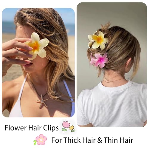 6 Pack Hawaiian Flower Claw Clips for Women - Colorful Hair Accessories