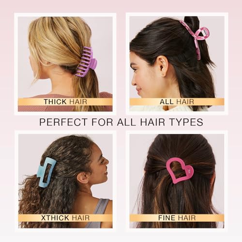 Scunci 8-Piece Claw Clip Set for Thick Hair - Pastel Colors