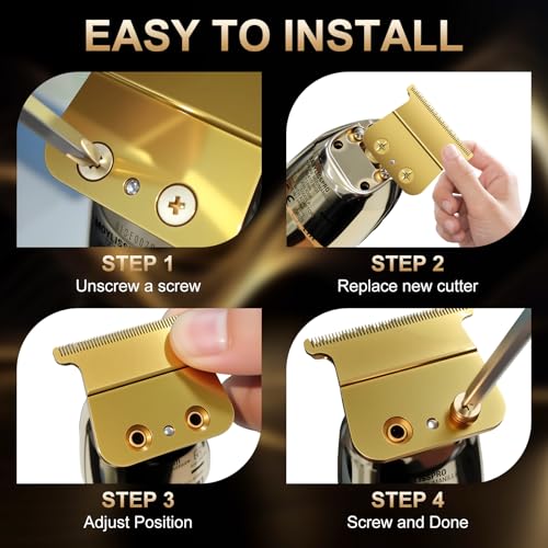 CR8GR8 Golden DLC T-Blades Replacement for BaByliss FX787, FX799, FX726, FX729 - Precision Hair Trimmer Blades