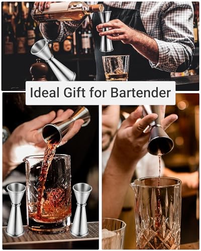 Goldelith Stainless Steel Cocktail Jigger Set - 1oz/2oz Measuring Cups for Bartending