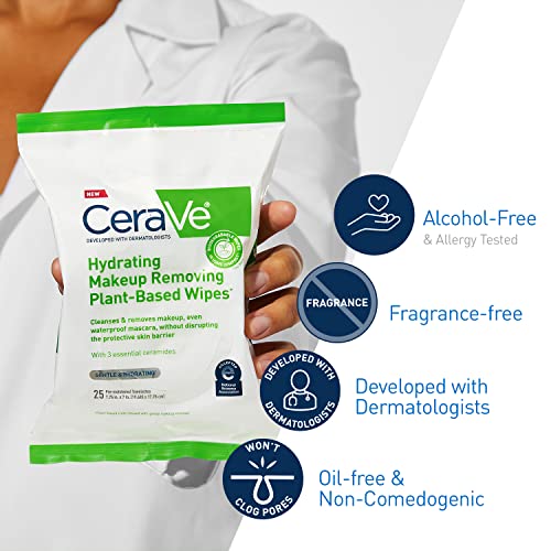 CeraVe Hydrating Makeup Remover Wipes, 25ct - Fragrance-Free and Plant-Based