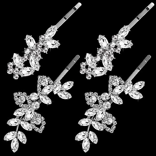 Silver Rhinestone Hair Clips Set for Women & Girls - Bridal & Party Accessories