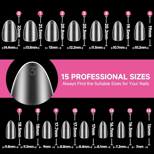 UNA GELLA Z-Short Almond Nail Tips - 312Pcs Full Matte Acrylic Nails