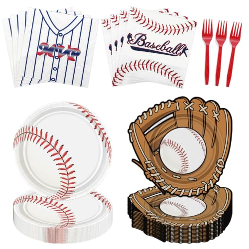 Baseball Party Plates and Napkins Set for Kids - 100 Pcs