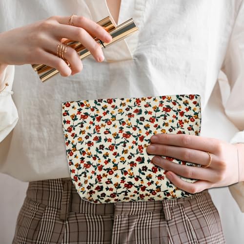 Sanwuta Floral Cosmetic Bags - 4 Pcs Corduroy Makeup Pouches for Women