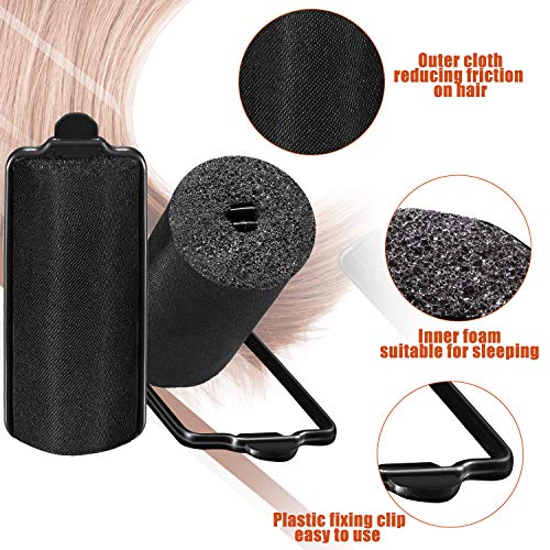 WILLBOND 40 Pcs Black Satin Foam Hair Rollers with Clips