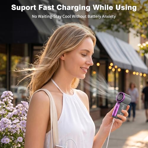Morelax Mini Portable Handheld Fan with 6 Speeds - USB Rechargeable