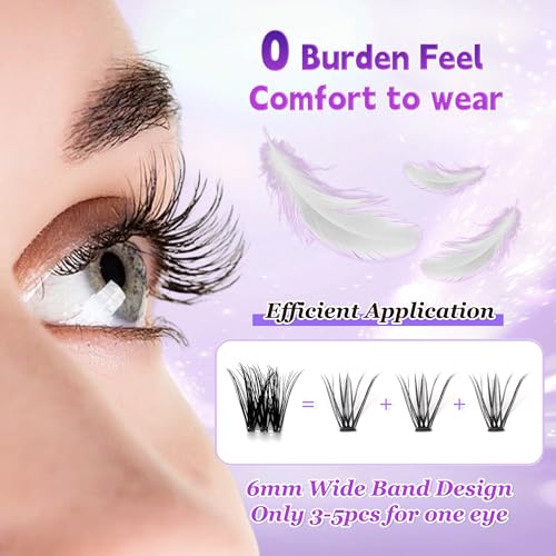 Ebullience Invisible Band D Curl Lash Clusters MIX 8-18mm 100pcs - Natural DIY Eyelash Extensions