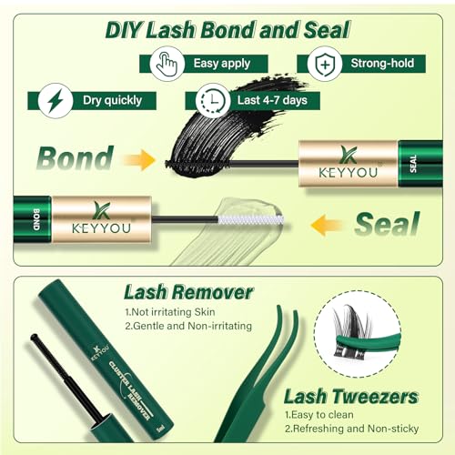 KEYYOU Flora F02 Lash Kit - Wispy Individual Clusters for Flawless Volume