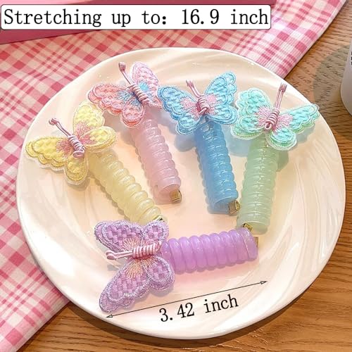 10 Pack Colorful Butterfly Spiral Hair Ties for Kids