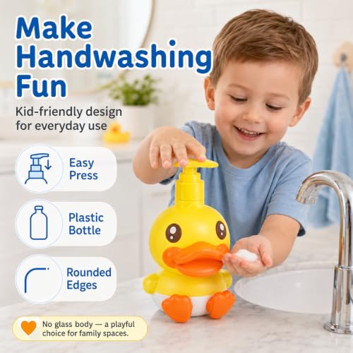 Cute Duck Soap Dispenser for Kids - Fun Bathroom Accessory