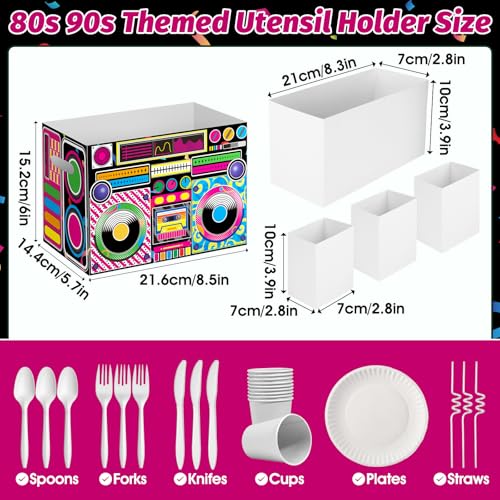 Retro Boom Box Utensil Holder - 2PCS 80s 90s Party Caddy