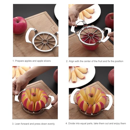 Stainless Steel Apple Slicer - 12 Slice Corer with Cleaning Brush