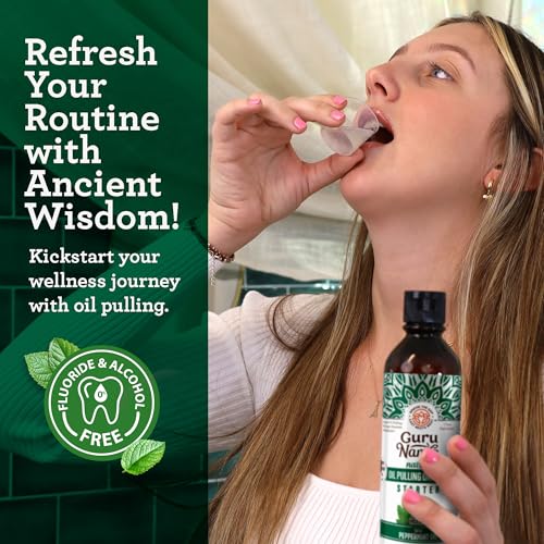 GuruNanda Coconut & Mint Pulling Oil Mouthwash - 8 Oz, Alcohol-Free