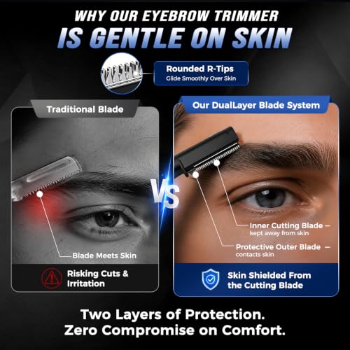 GAERUO Electric Eyebrow Trimmer for Men & Women - Painless Dual-Blade Razor
