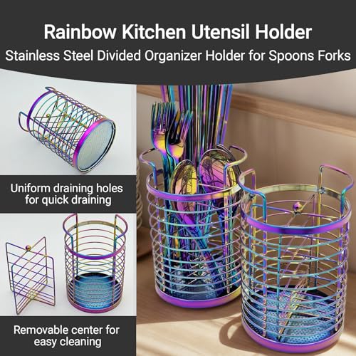 Rainbow Makeup Brush Holder Organizer with 4 Slots - Versatile Storage for Brushes, Pens, and Utensils