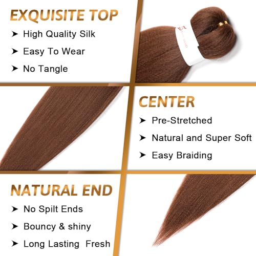 Umylar 32-Inch Pre-Stretched Braiding Hair Extensions - Brown Yaki Synthetic
