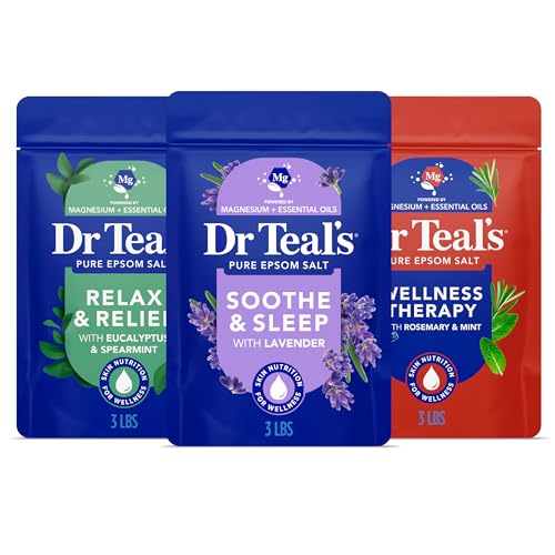 Dr Teal's Epsom Salt Soak Trio: Lavender, Eucalyptus & Rosemary, 48 oz (3 Pack)