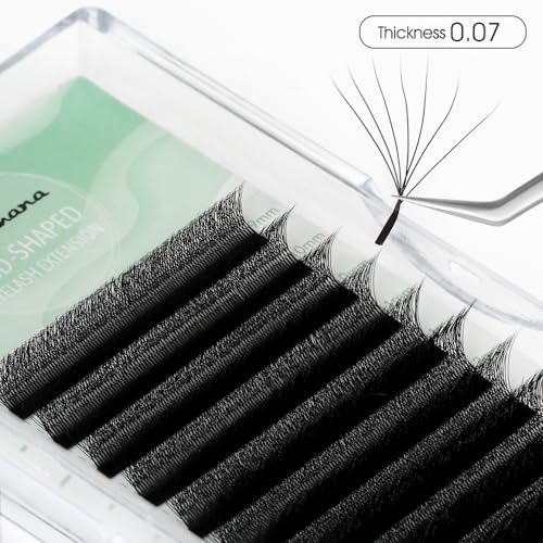 NATUHANA 7D W Clover Lash Extensions 0.07 C Curl 8-14mm - Premade Fans