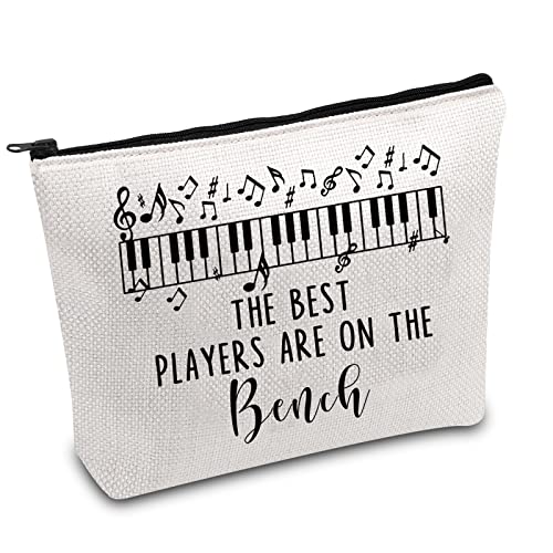 Piano Print Canvas Makeup Bag - Durable Travel Cosmetic Organizer for Pianists