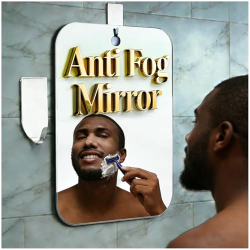 Fogless Shower Mirror for Shaving - 8x6 Inch, Shatterproof & Wall-Mounted