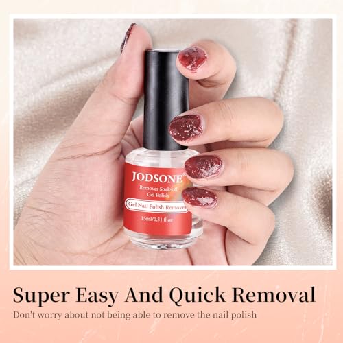 JODSONE 3Pcs Gel Nail Polish Remover Kit with Cuticle Oil & Latex Tape - No Soaking