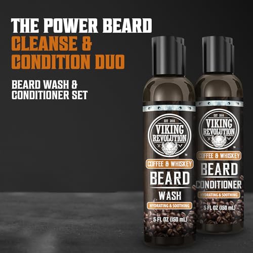 Viking Revolution Beard Wash & Conditioner Set - Coffee Whiskey 5 oz Pack of 2
