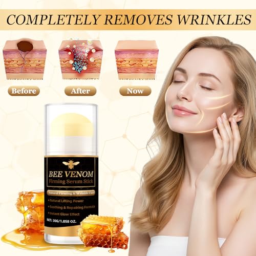 Bee Venom Firming Serum Stick for Face & Neck - Anti-Aging, Wrinkle Reduction, 2 Pack