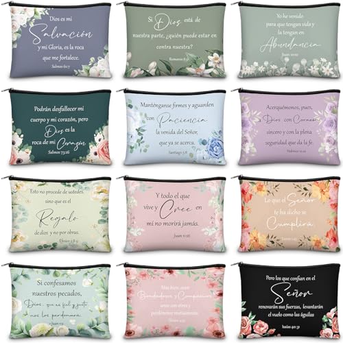 Kacctyen 12 Pcs Morandi Style Bible Verse Makeup Bags