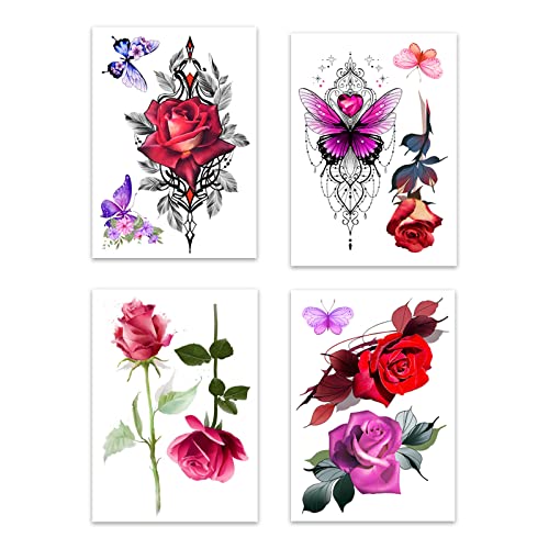 Rose 2 Roarhowl Large Rose Temporary Tattoo Set for Women