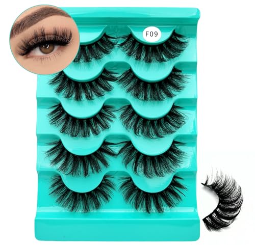 5 Pairs FOINEMYED Mink Strip Eyelashes - Volume D Curl Lashes