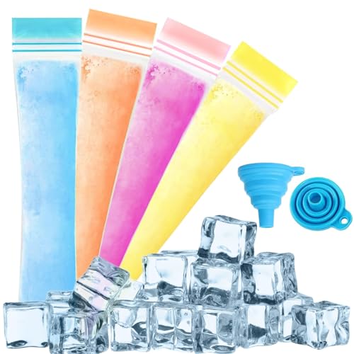 200 BPA-Free Popsicle Mold Bags with Silicone Funnel - Double Zip Seal