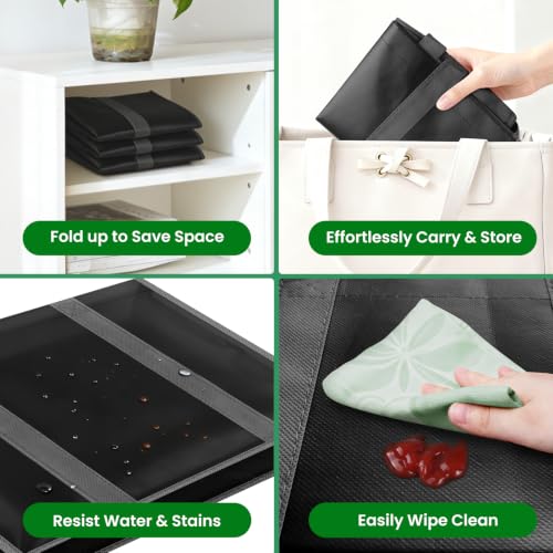 Reusable Grocery Bags with Long Handles - 3 Pack Black Totes