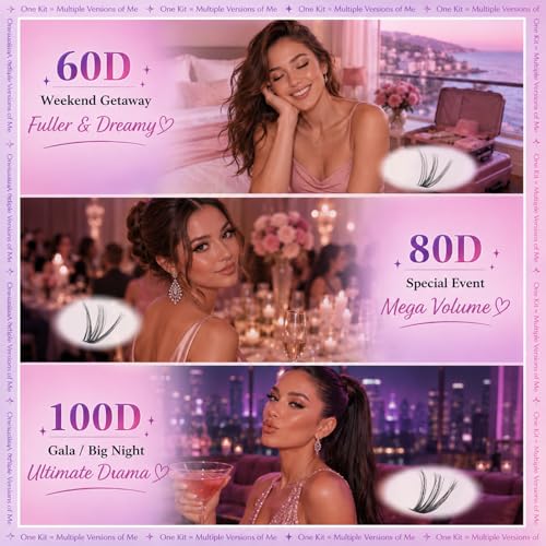 Rootoo 20D+30D+40D+50D Wispy Lash Clusters Kit 640 Pcs Natural Eyelash Extensions