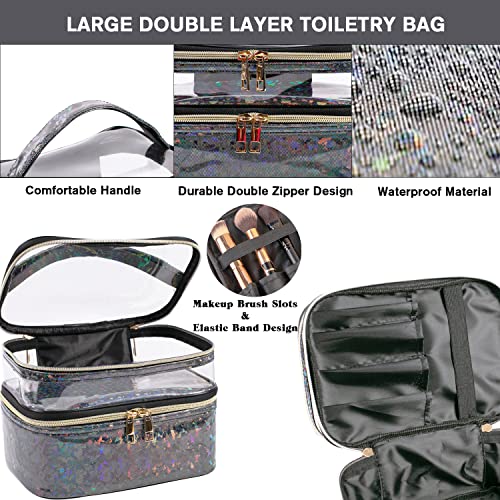 FITINI 3-Piece Makeup Bag Set, Waterproof Travel Cosmetic Organizer